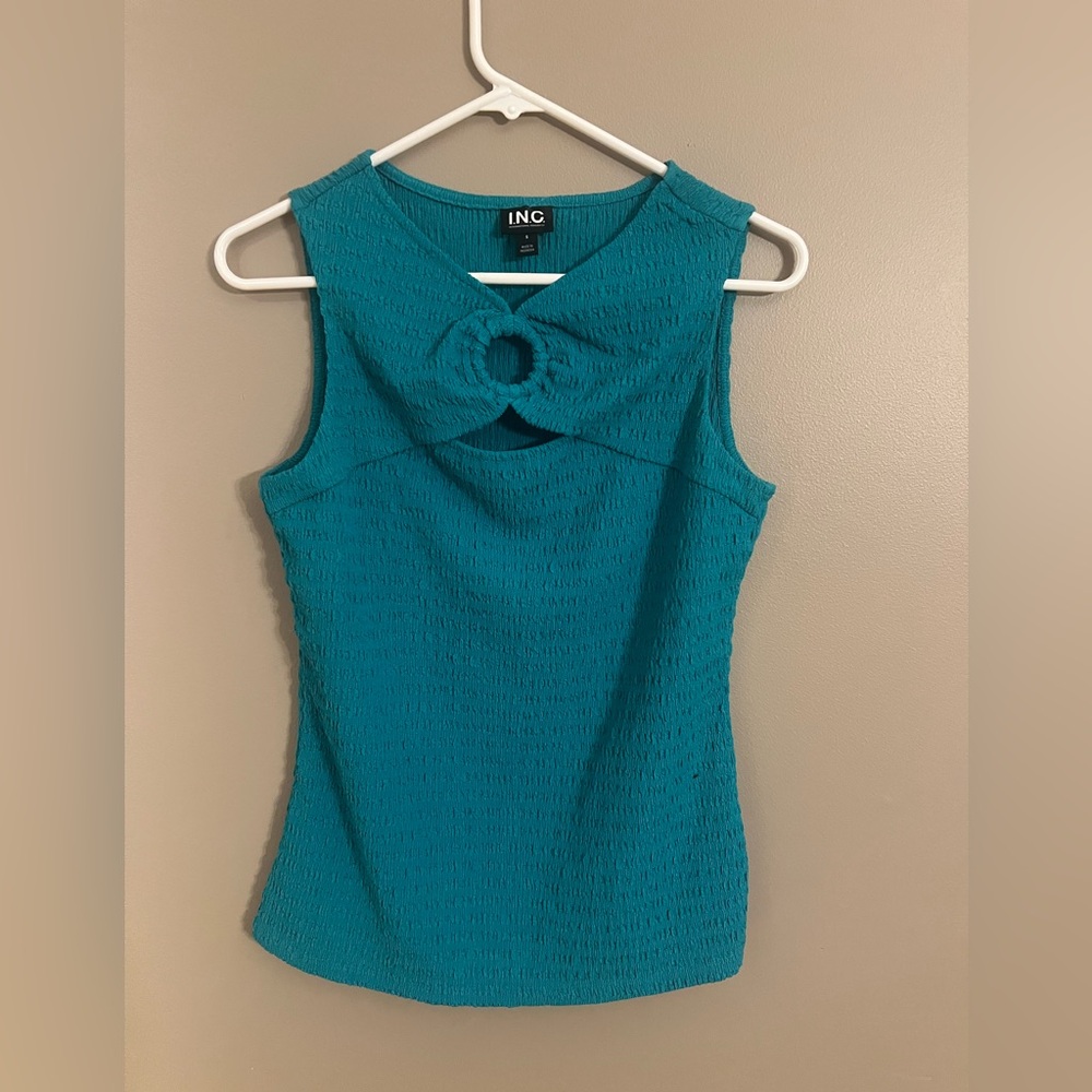 INC International Concepts Women's Turquoise Textured Blouse